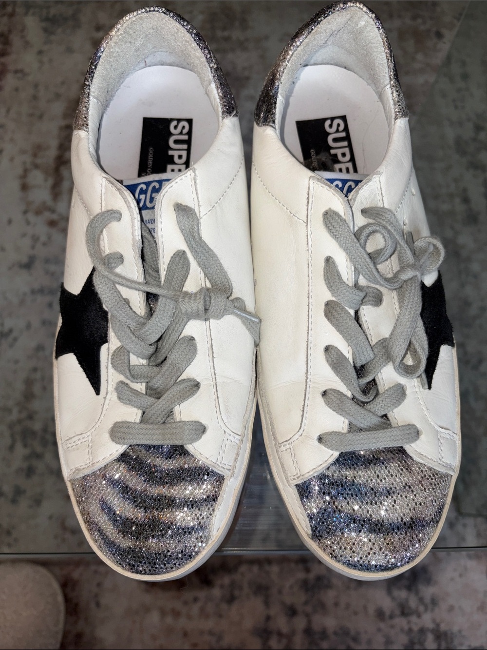 Golden Goose White Superstar Sneakers with Black Star 38 - Picture 3 of 7